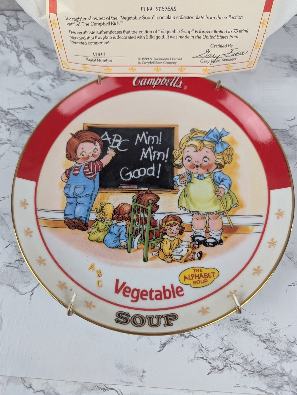 Vintage Campbell’s Soup "Vegetable Soup" Collector Plate w/ COA